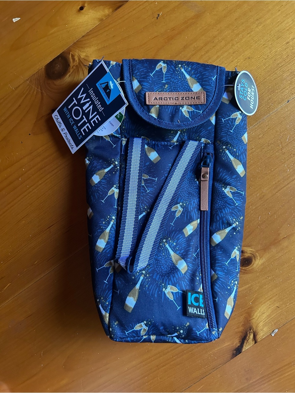 Artic Zone Insulated Blue Champagne 🍾🍾🍾 Print Wine Tote